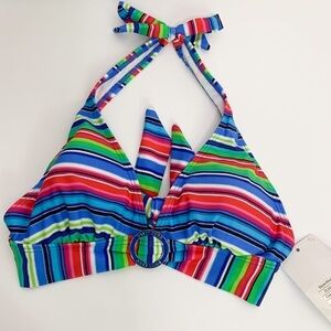 Point Zero / Multi Color Striped Bikini Top ONLY